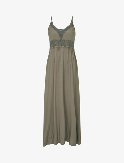 Robe longue droite unie - Kaki - 5