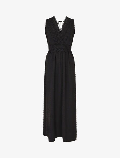 Robe longue unie texturée - Noir - 4