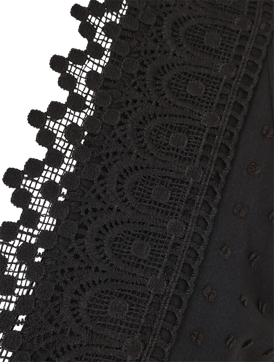 Robe longue unie texturée - Noir - 3