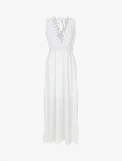Robe longue unie texturée - Blanc - 2