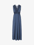 Robe longue unie texturée - Bleu - 1