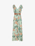 Robe longue sans manches imprimé grandes fleurs - Vert - 4