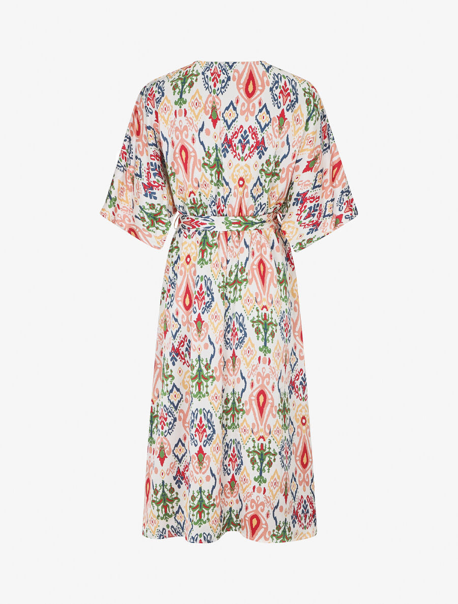 Robe longue style kimono imprimé aztèque - Rose - 2