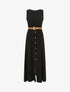 Robe longue unie boutonnée sans manches - Noir - 5