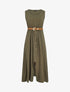 Robe longue unie boutonnée sans manches - Kaki - 1