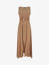 Robe longue unie boutonnée sans manches - Beige - 1