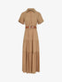 Robe longue unie à taille élastiquée - Beige - 1