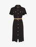 Robe chemise droite mi-longue manches courtes - Noir - 4