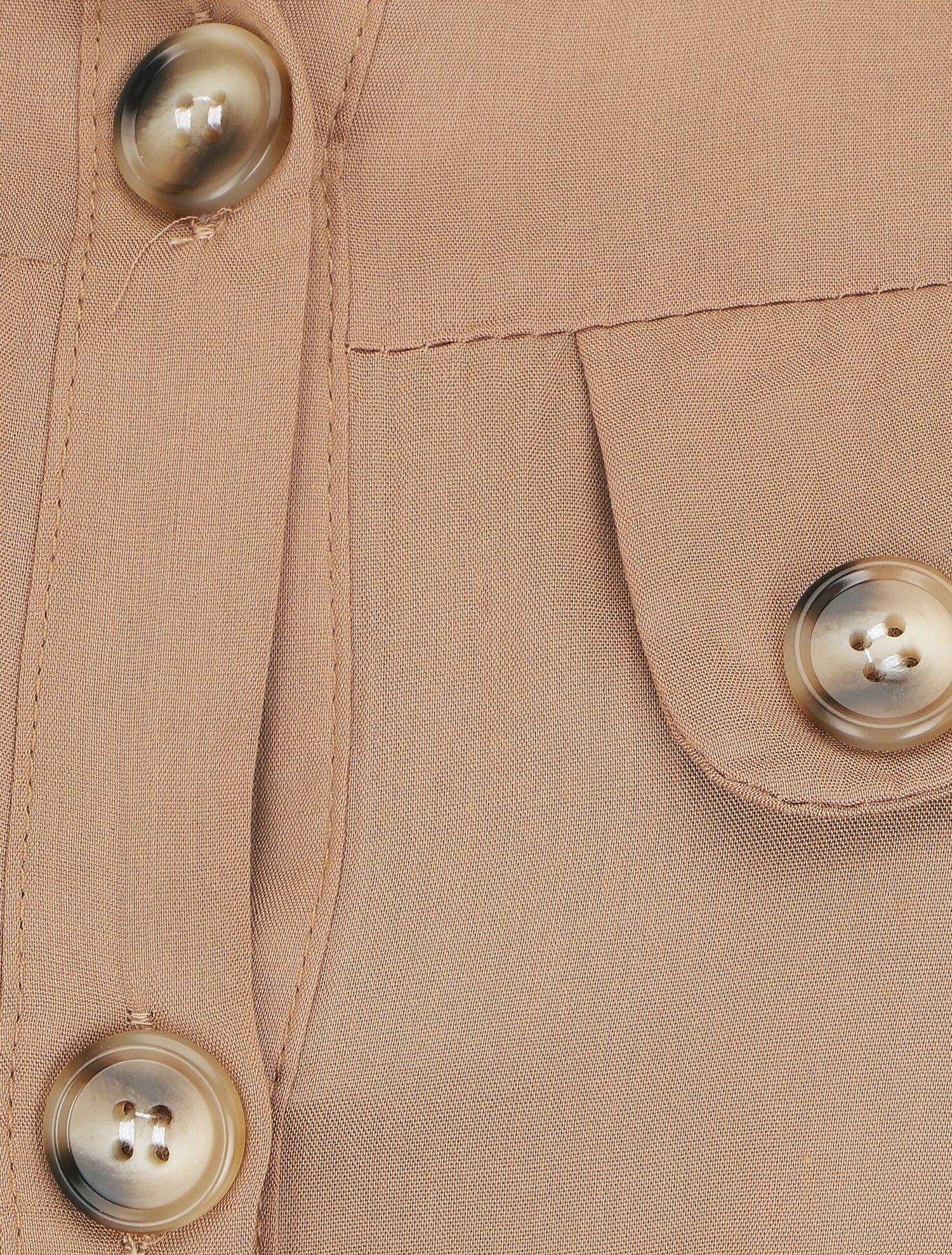 Robe chemise droite mi-longue manches courtes - Beige - 3