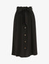Jupe midi unie évasée à boutons - Noir - 4