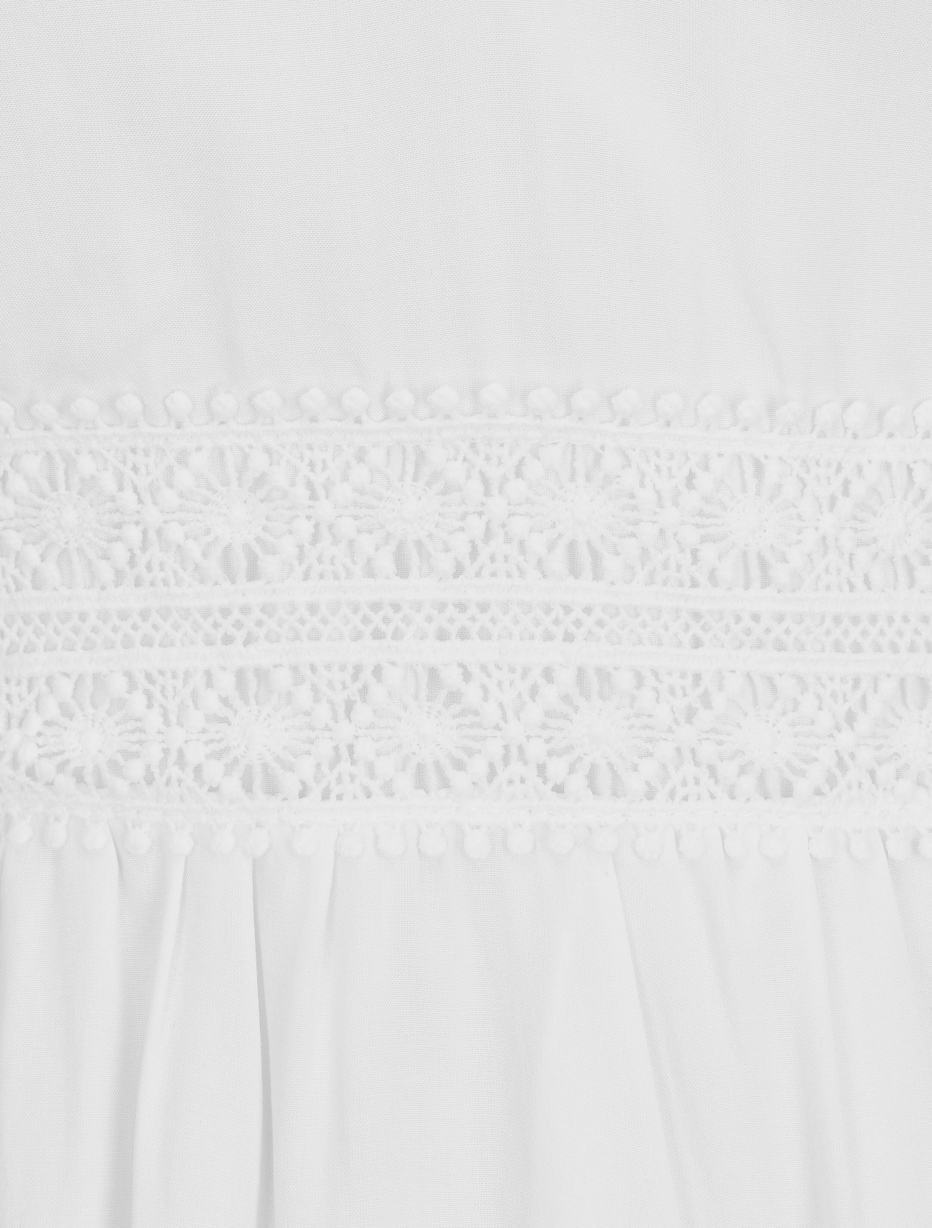 Robe courte unie et broderies - Blanc - 3