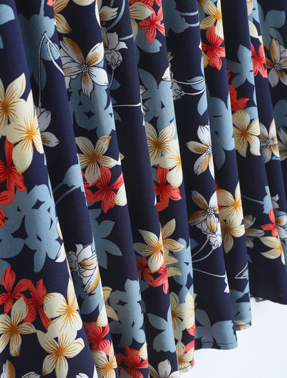 Robe bicolore imprimé fleuri - Marine - 3