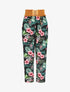Pantalon droit taille haute imprimé tropical - Noir - 1