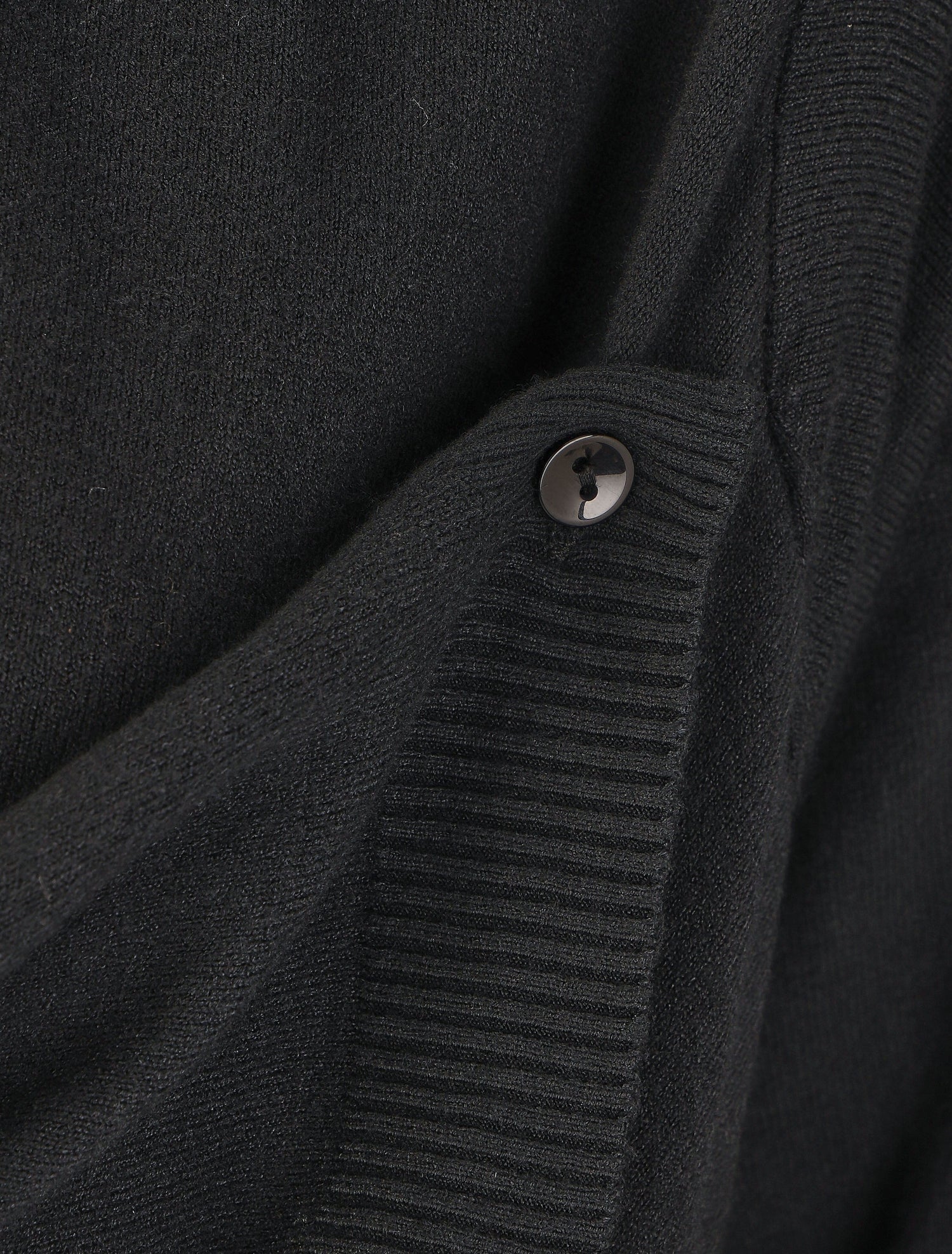 Gilet mi-long uni à bords côtelés - Noir - 4