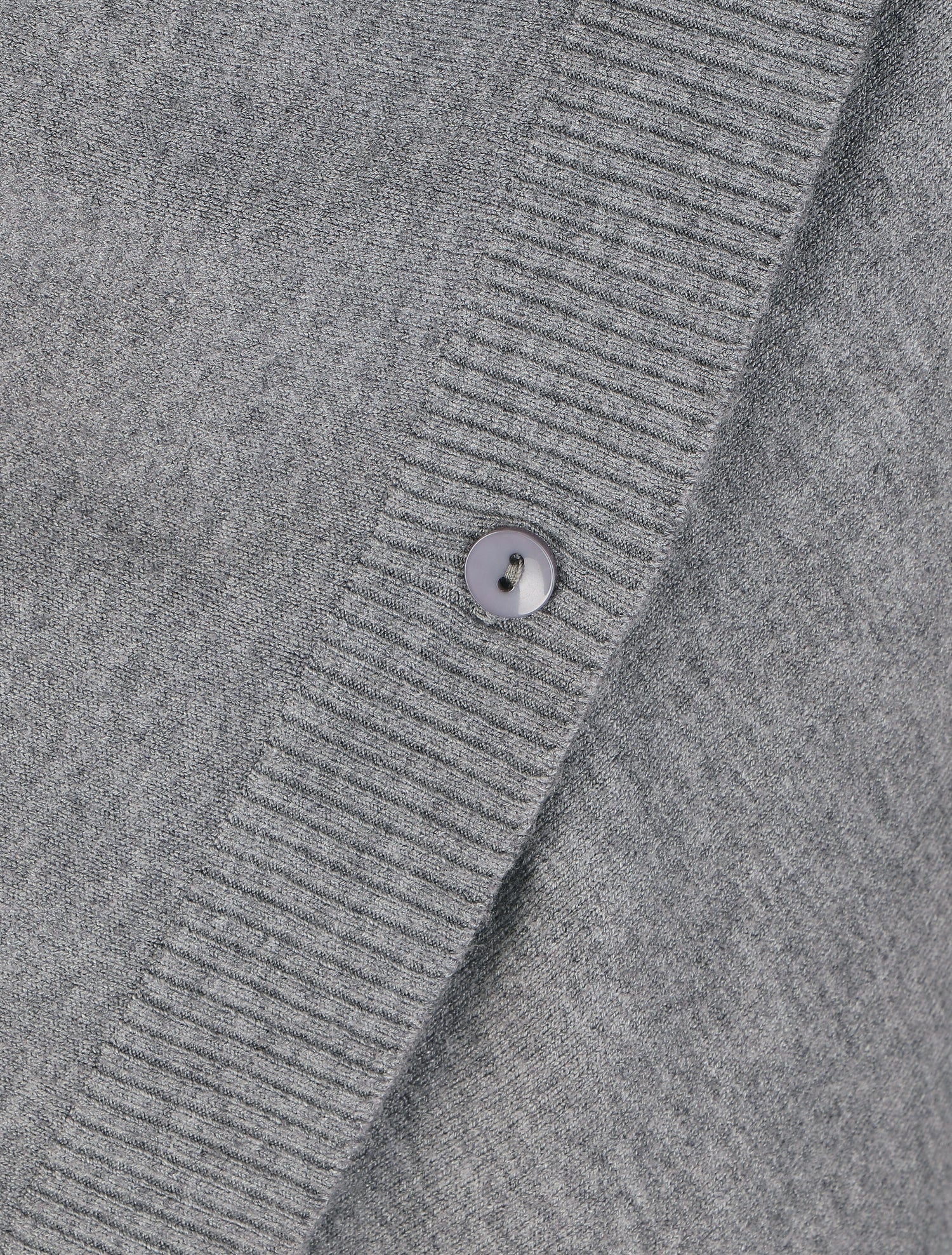 Gilet mi-long uni à bords côtelés - Gris - 4