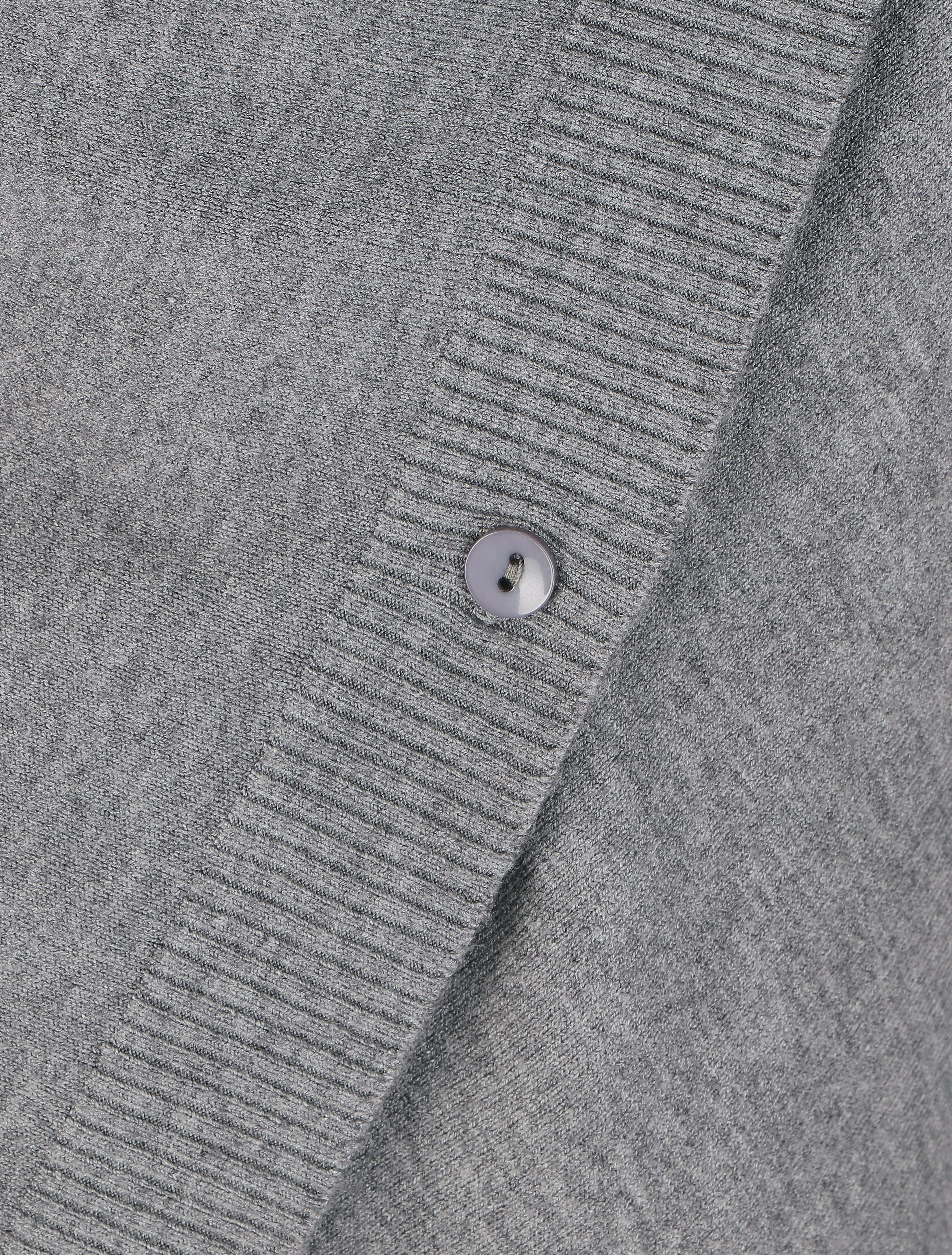 Gilet mi-long uni à bords côtelés - Gris - 4