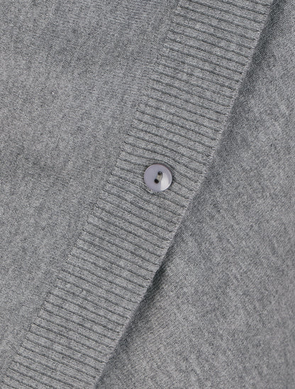 Gilet mi-long uni à bords côtelés - Gris - 4