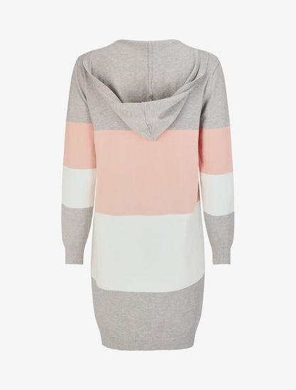 Gilet long rayé à capuche - Gris - 2