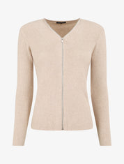 Gilet côtélé zippé - Beige - 1