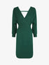 Robe ajustée unie col cache-coeur - Vert foncé - 5