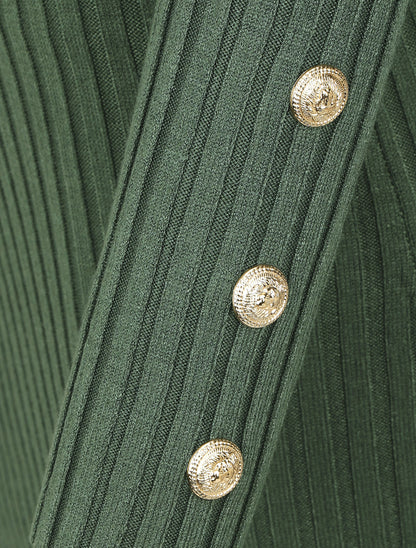 Robe unie moulante col cache-coeur - Vert - 3