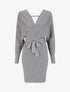 Robe mi-longue en maille à manches longues - Gris - 1