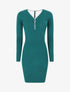 Robe pull côtelé à dos ajouré - Vert - 1