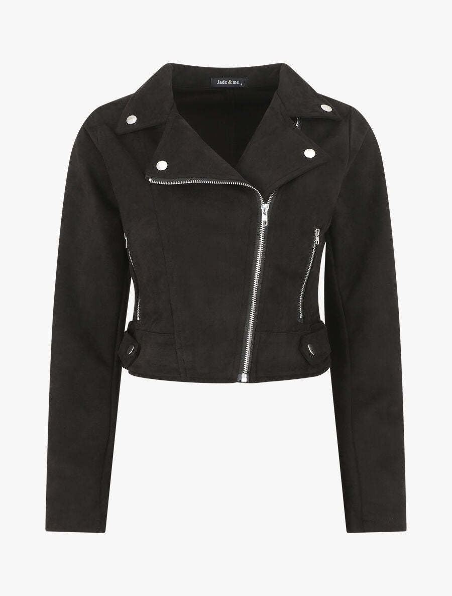 Veste en suédine style perfecto - Noir - 1
