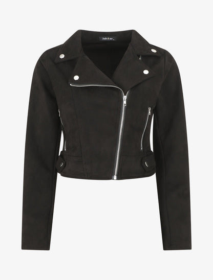 Veste en suédine style perfecto - Noir - 1