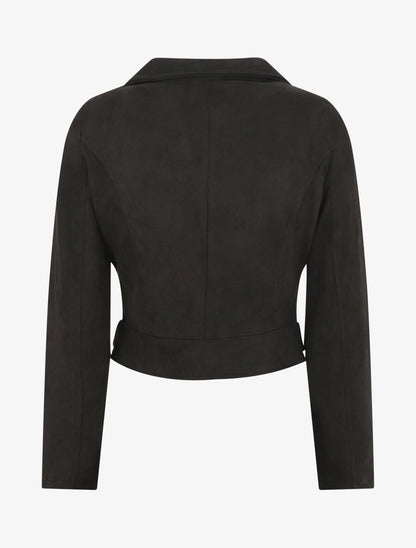 Veste en suédine style perfecto - Noir - 2