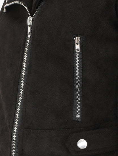 Veste en suédine style perfecto - Noir - 3