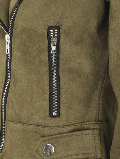 Veste en suédine style perfecto - Kaki - 3