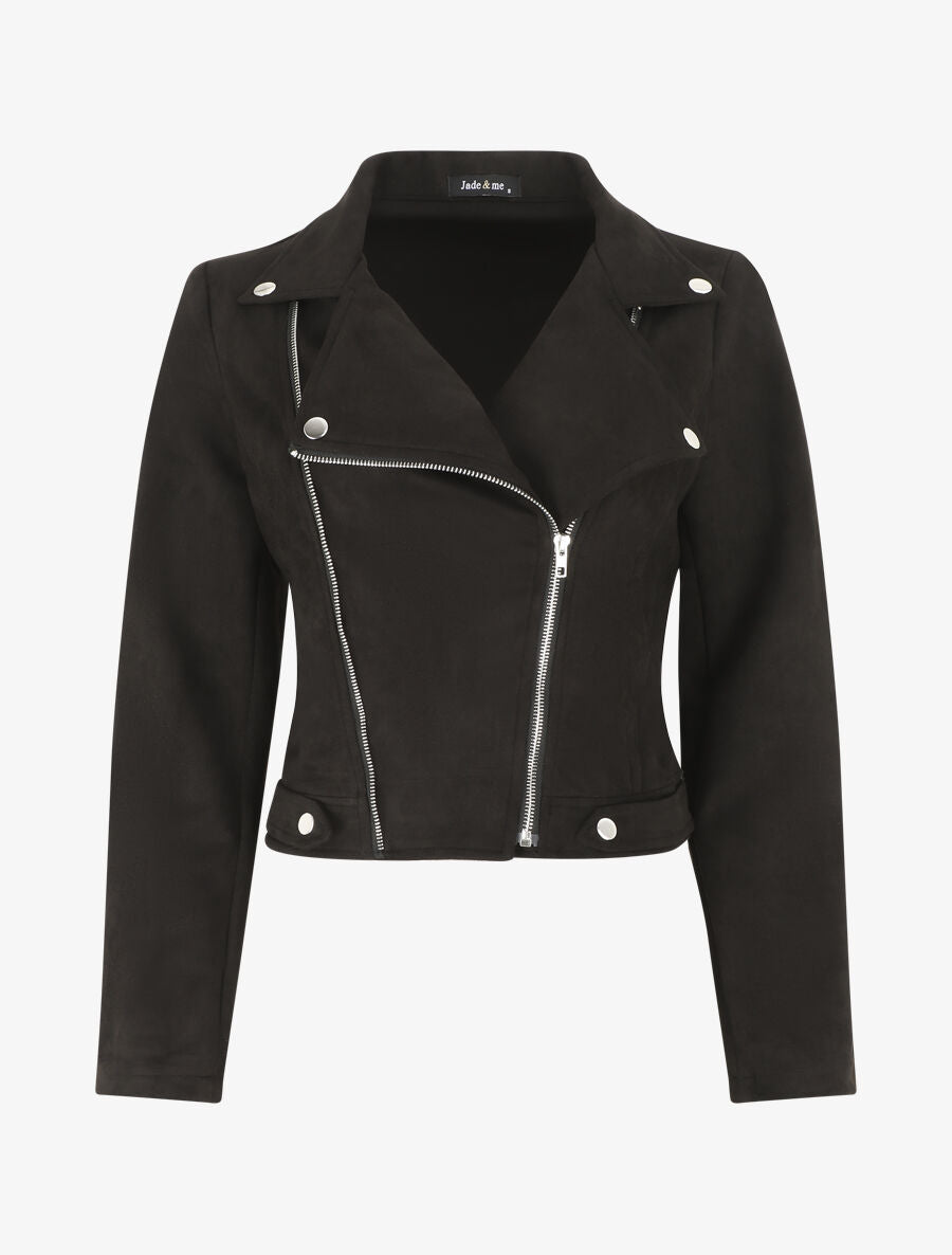 Veste zippée en suédine - Noir - 1