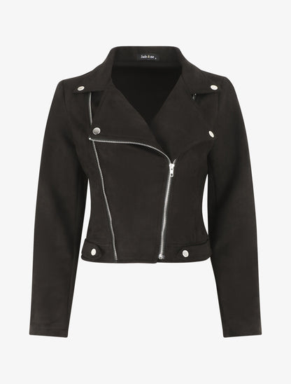Veste zippée en suédine - Noir - 1