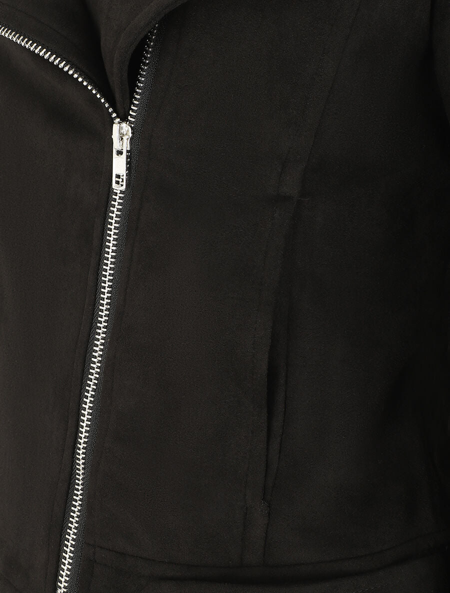 Veste zippée en suédine - Noir - 3