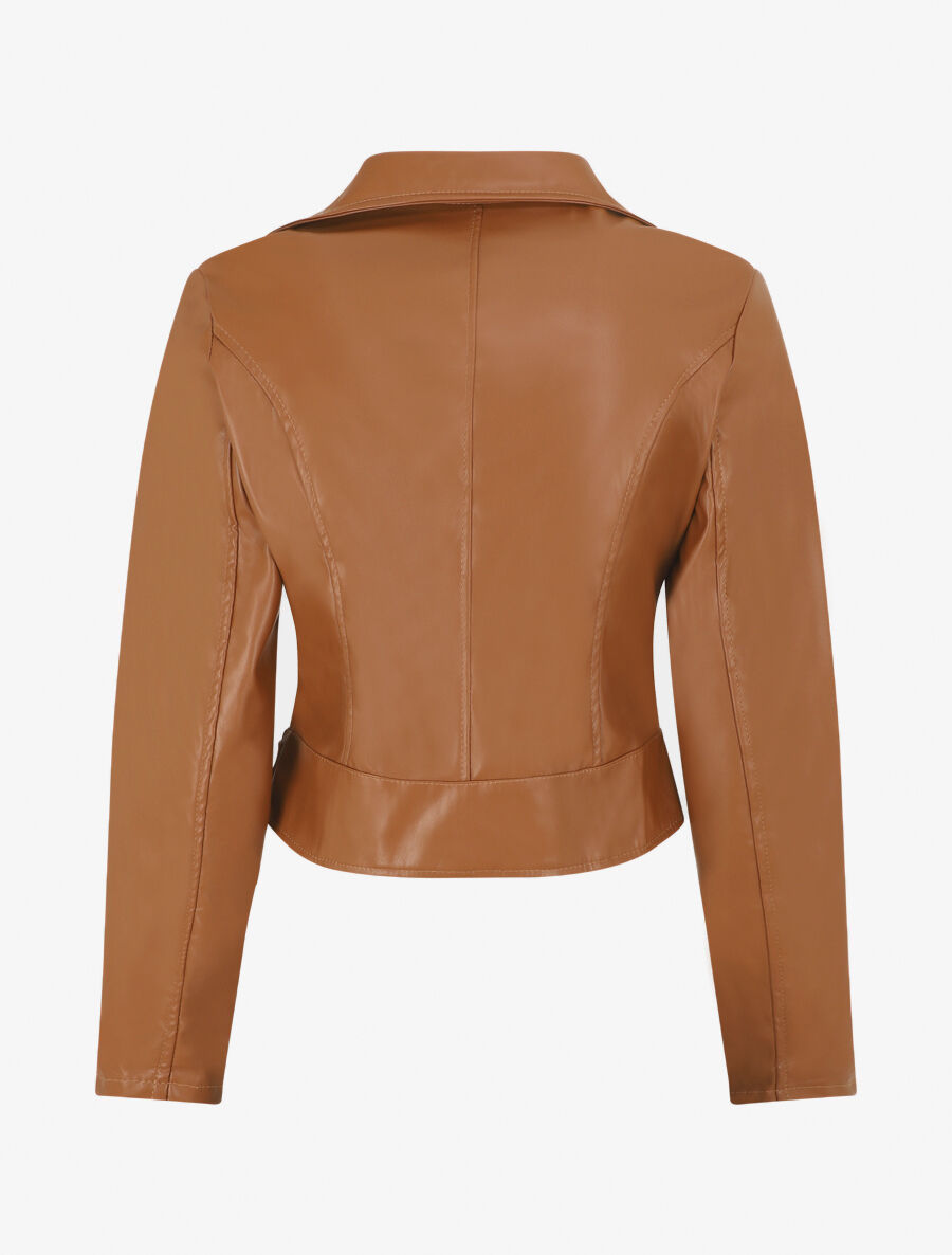 Veste style perfecto en simili - Camel - 2