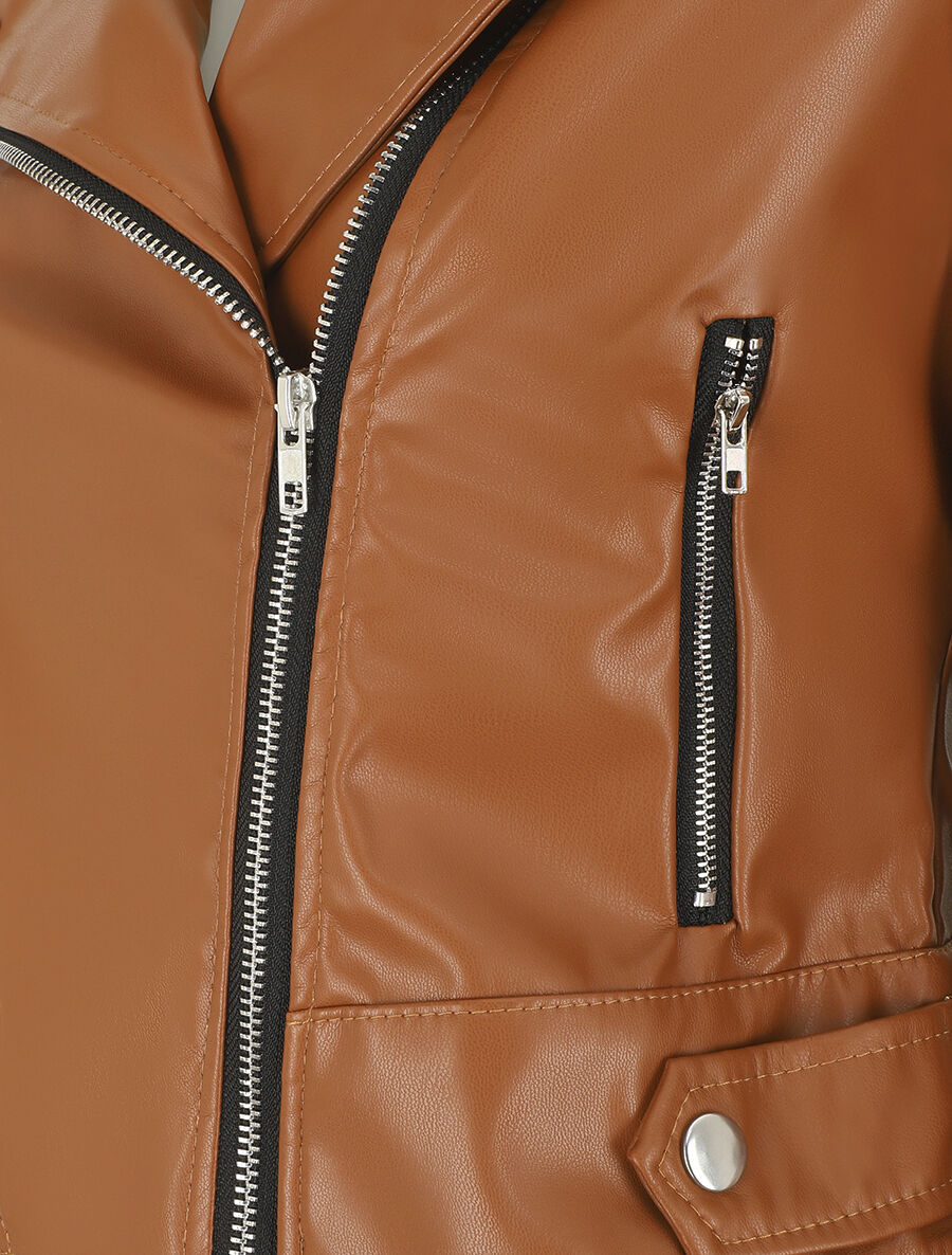 Veste style perfecto en simili - Camel - 3