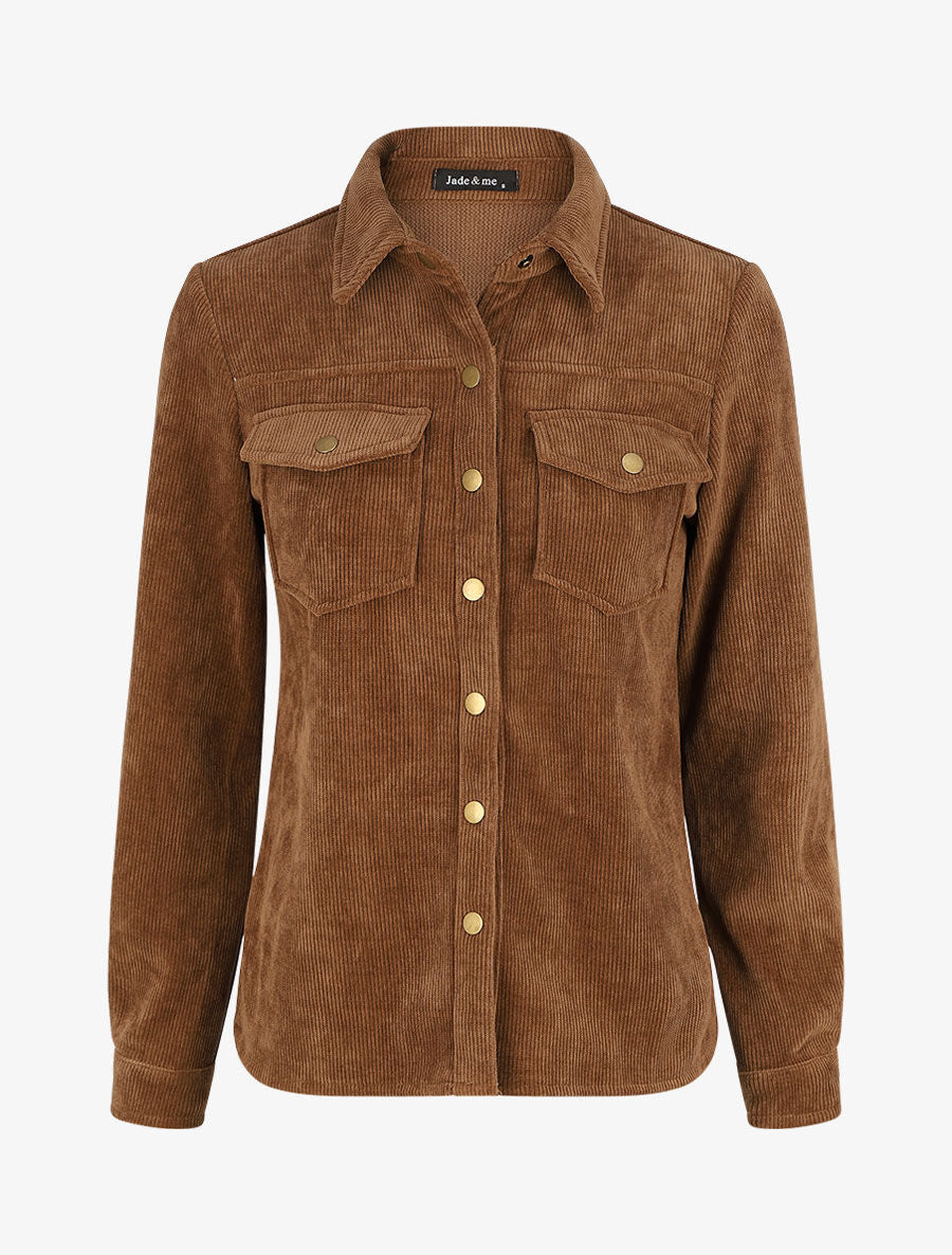 Surchemise en velours cotelé - Marron - 4