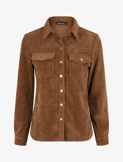 Surchemise en velours cotelé - Marron - 4