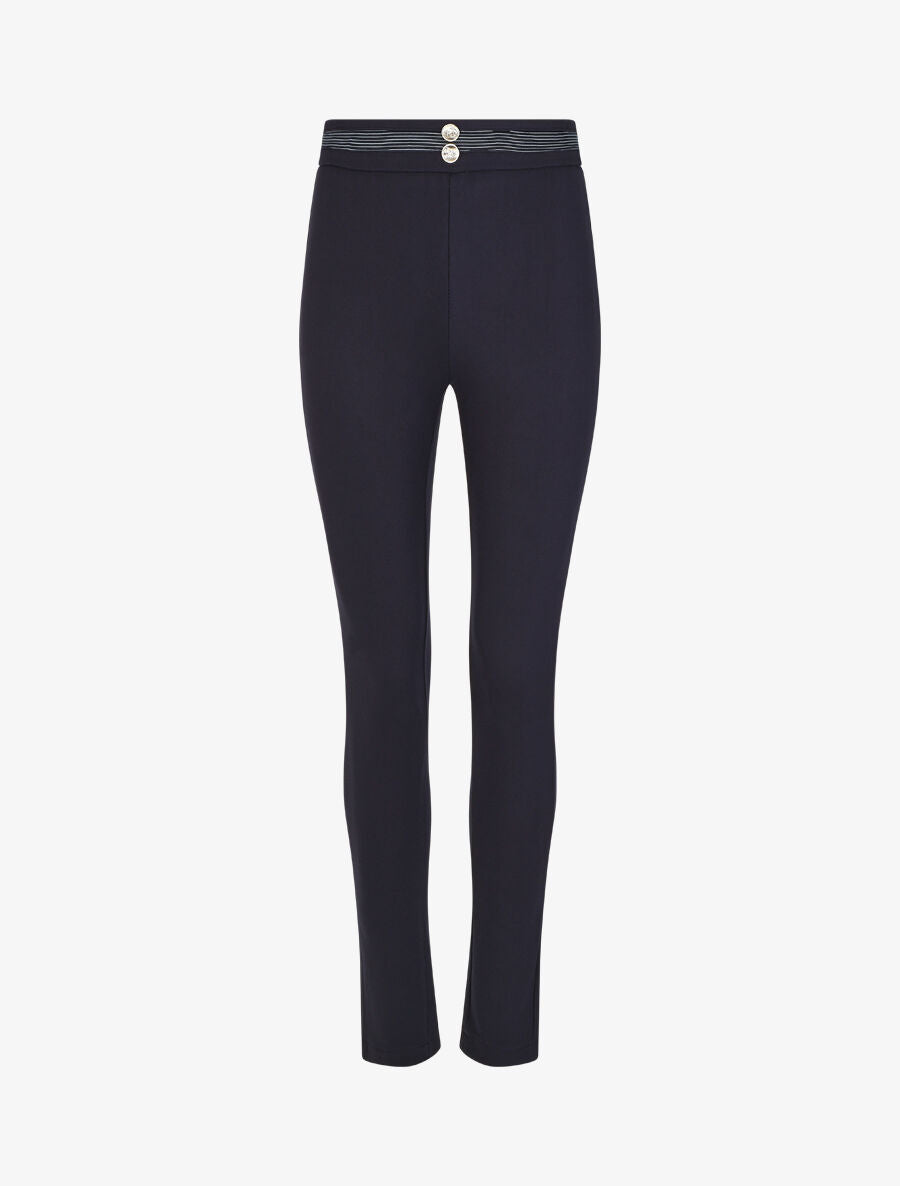Pantalon slim à taille haute - Marine - 1