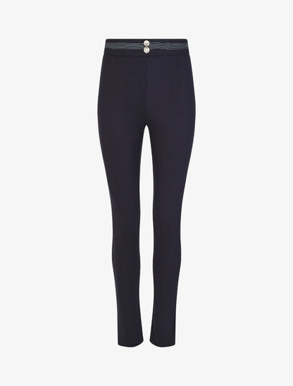 Pantalon slim à taille haute - Marine - 1