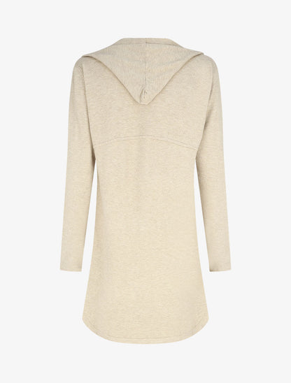 Gilet mi-long à capuche - Beige - 2