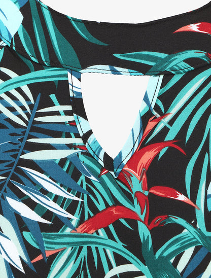 Top sans manches imprimé tropical - Bleu - 3