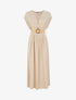 Robe longue unie élastiquée - Beige - 1