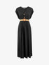 Robe longue unie élastiquée - Noir - 1