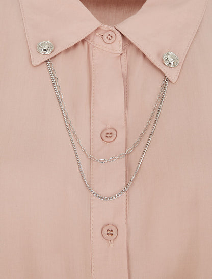 Top à nouer à détail chaînette - Rose pâle - 3