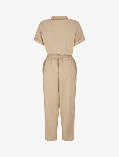 Combinaison unie boutonnée - Beige - 2