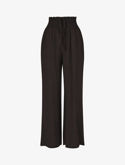 Pantalon fluide uni à poches - Noir - 4