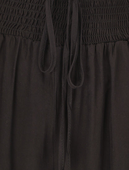 Pantalon fluide uni à poches - Noir - 3