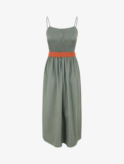 Robe unie effet lin - Kaki - 2